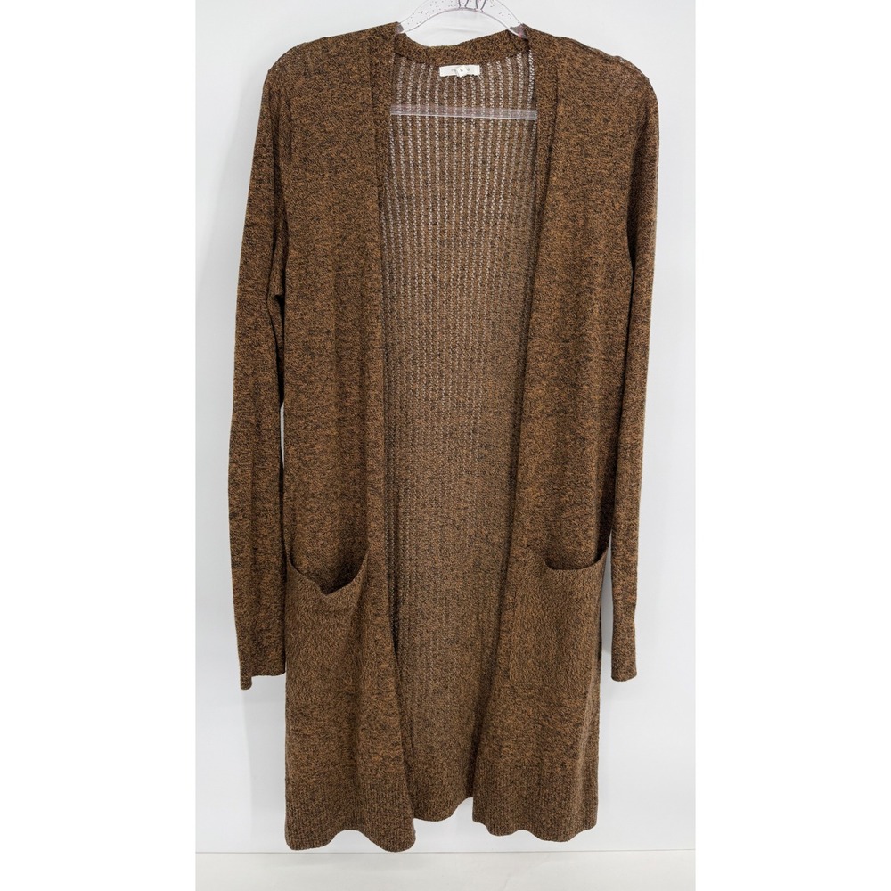 Maurices Womens Brown Marled Space Dye Open Front Longline Duster Cardigan Large